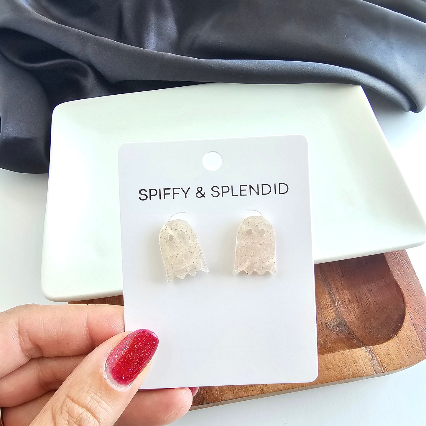 Ghost Studs - Light Pink Shimmer