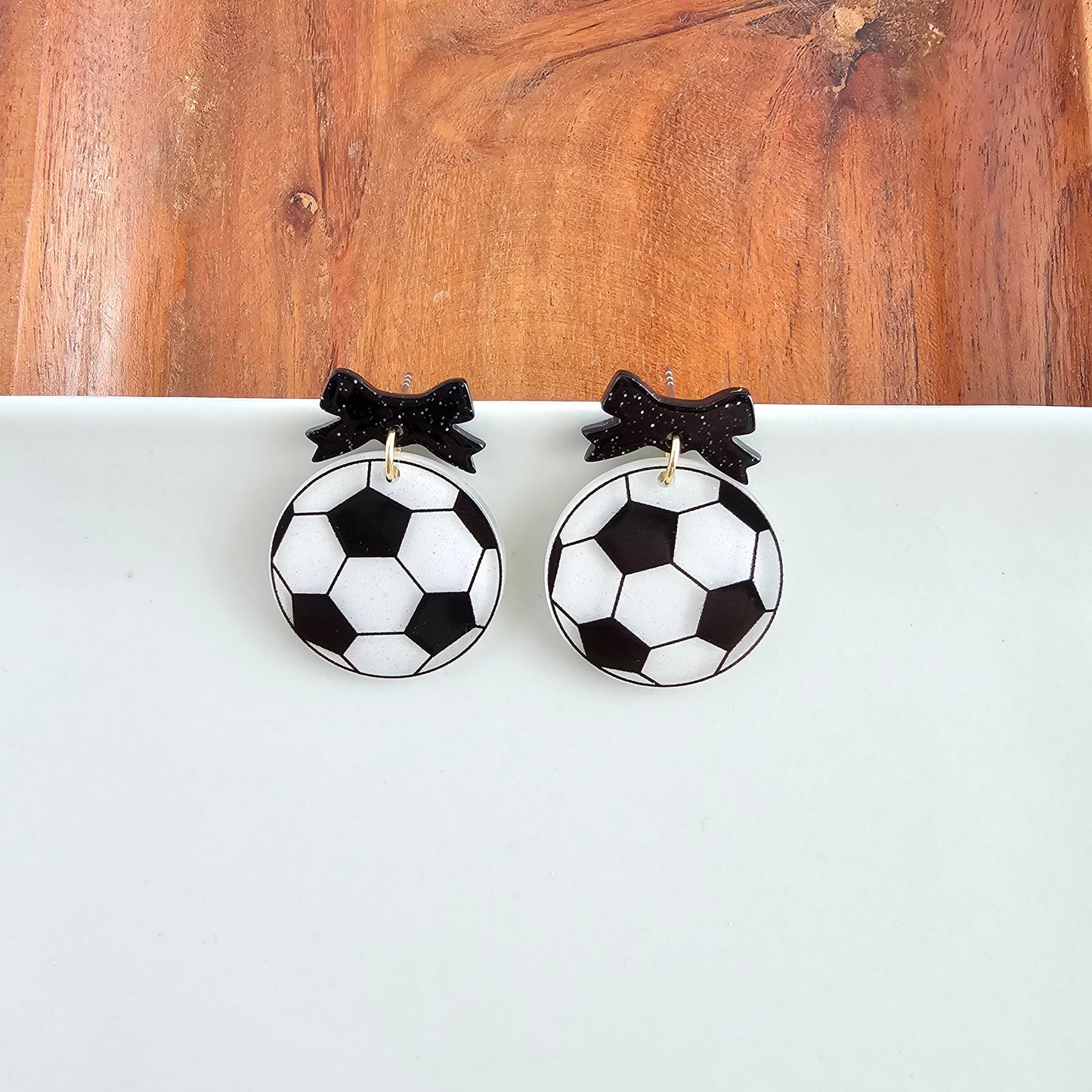 Bow Soccer Ball Earrings