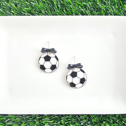 Bow Soccer Ball Earrings