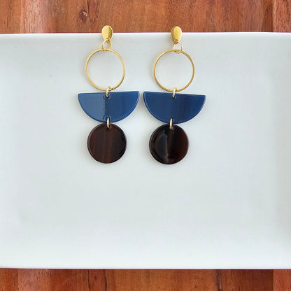 Wren Earrings - Navy & Mahogany