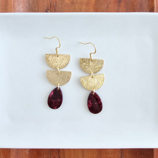 Aria Earrings - Maroon