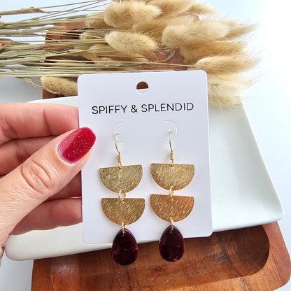 Aria Earrings - Maroon
