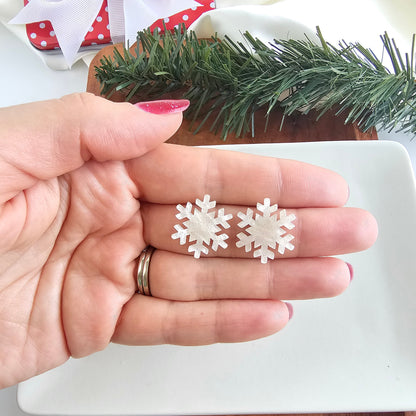 Snowflake Studs - White Shimmer