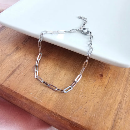 Luxe Silver Delicate Paper Clip Bracelet