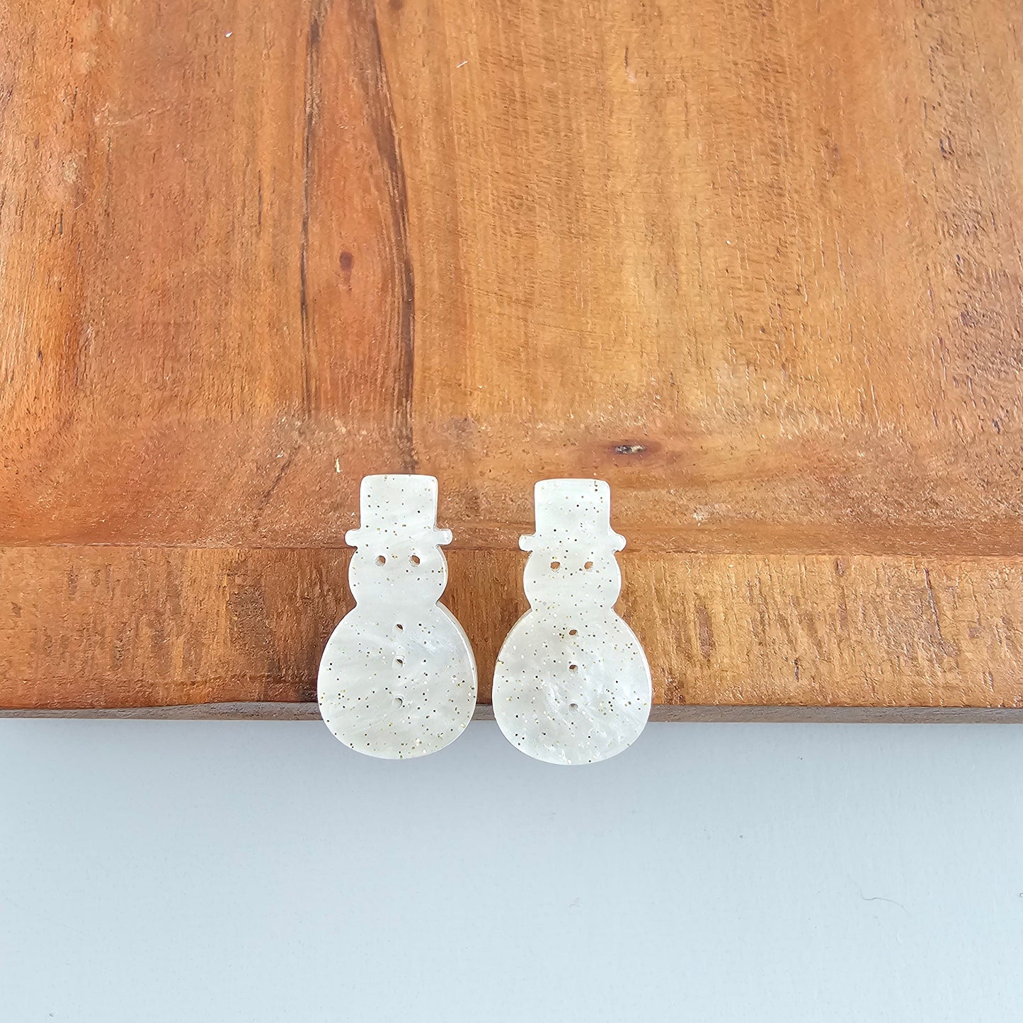 Snowman Studs - White Shimmer