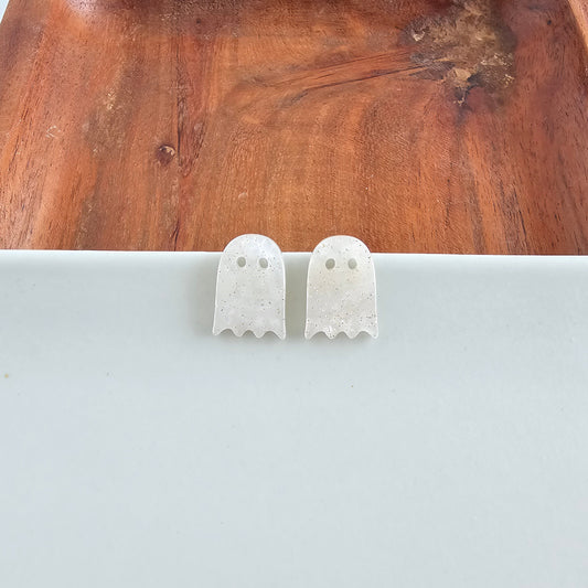 Mini Ghost Studs - White Shimmer