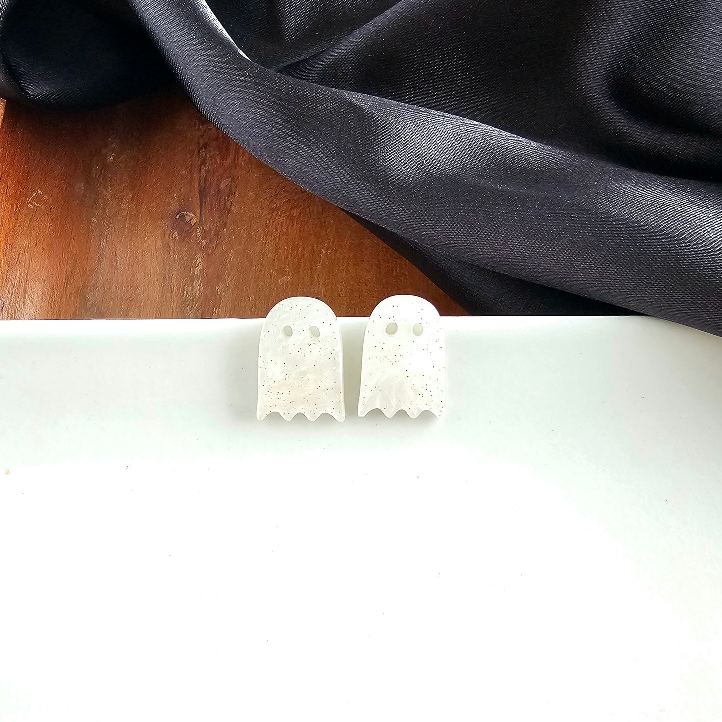 Mini Ghost Studs - White Shimmer