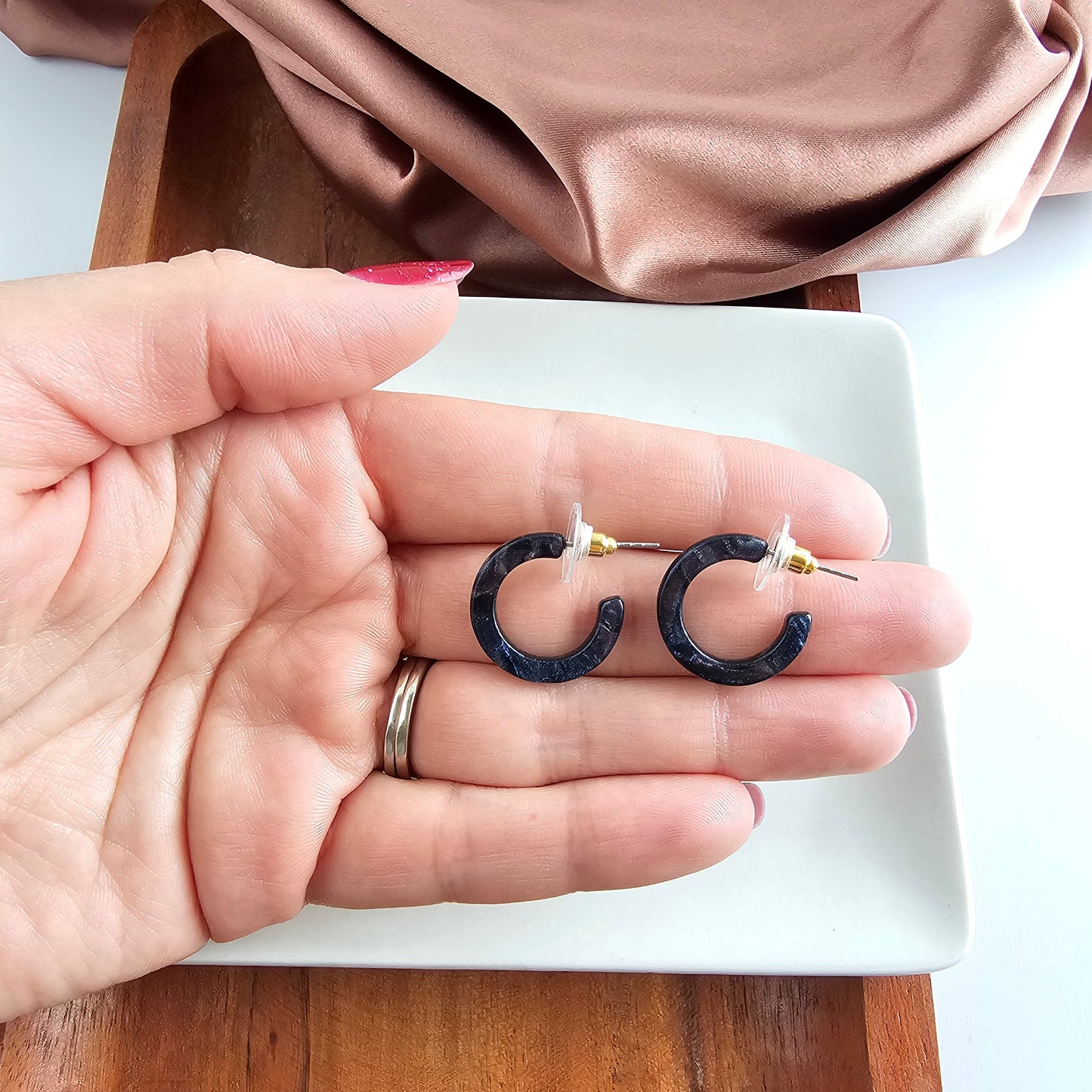 Micro Cam Mini Hoops - Midnight Shimmer