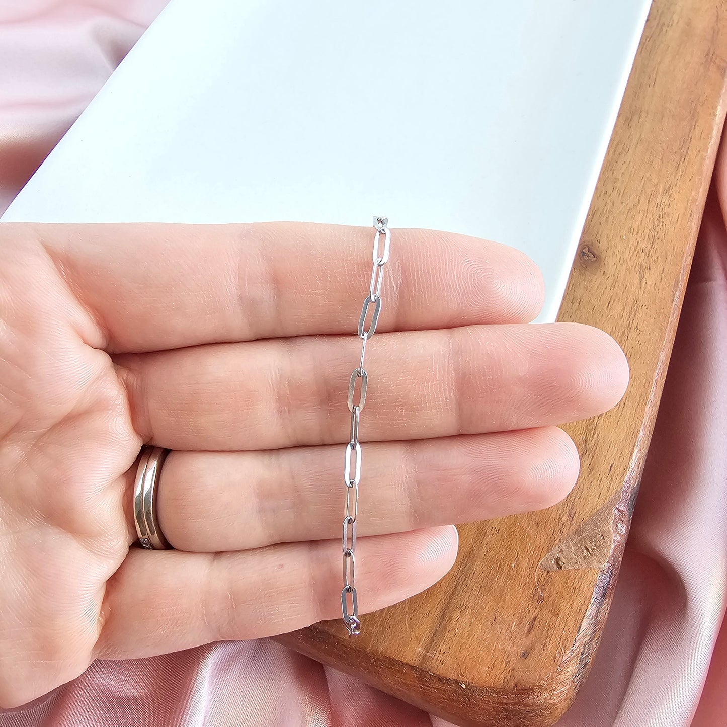 Luxe Silver Delicate Paper Clip Bracelet