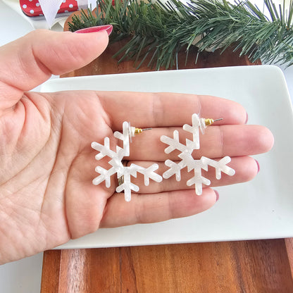 Snowflake Hoops - Cream