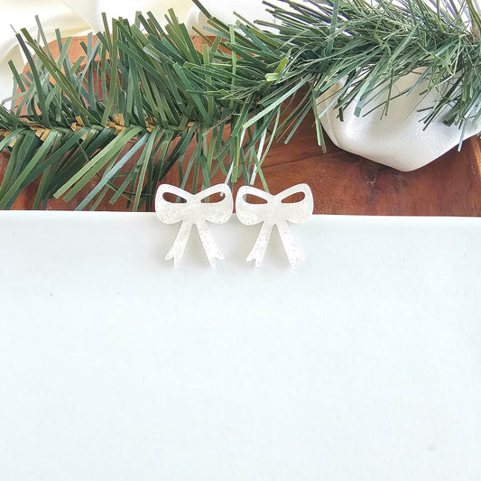 Bow Studs - White Shimmer