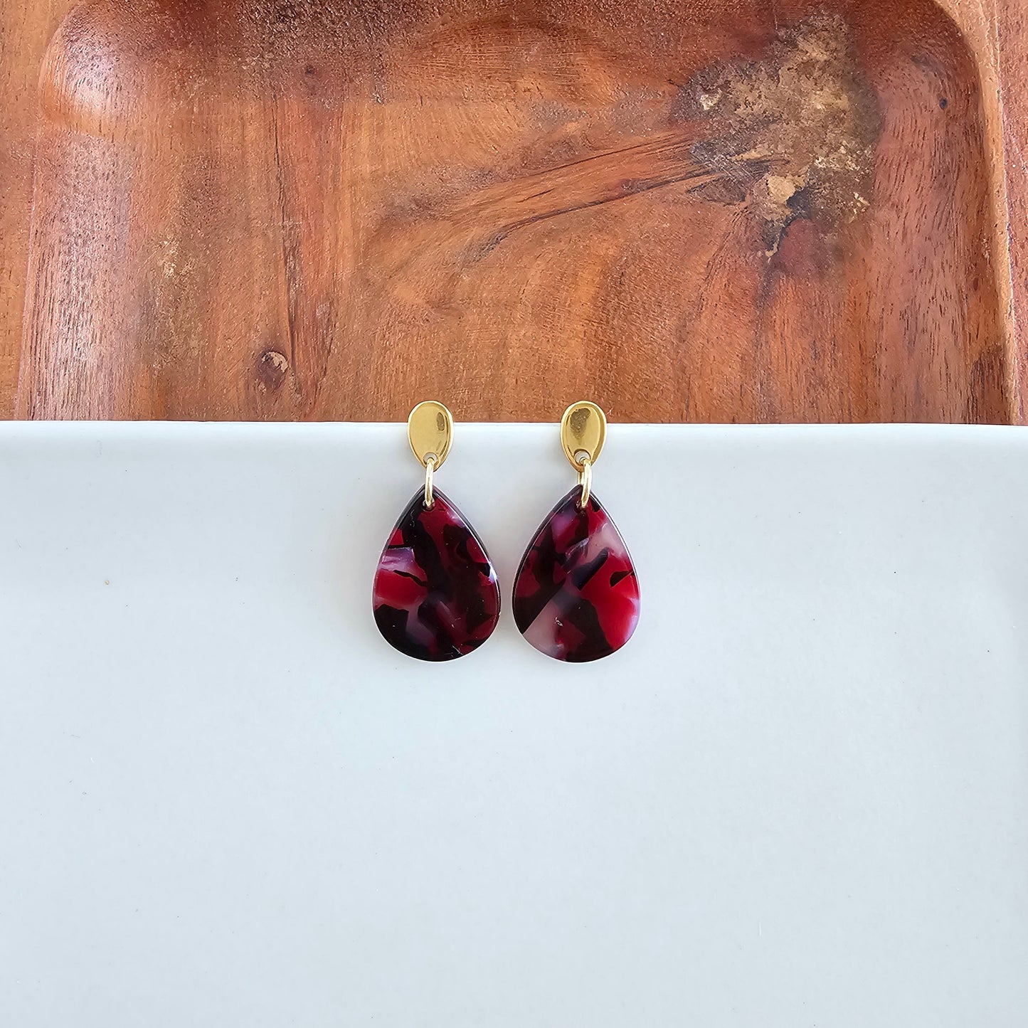 Leah Earrings - Burgundy