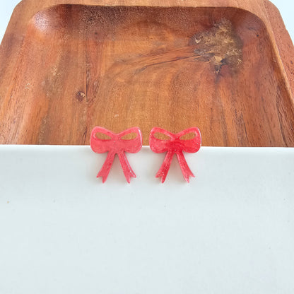 Bow Studs - Red Shimmer