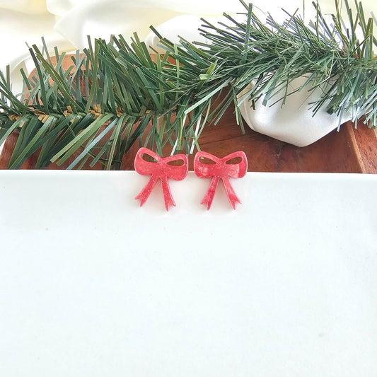 Bow Studs - Red Shimmer