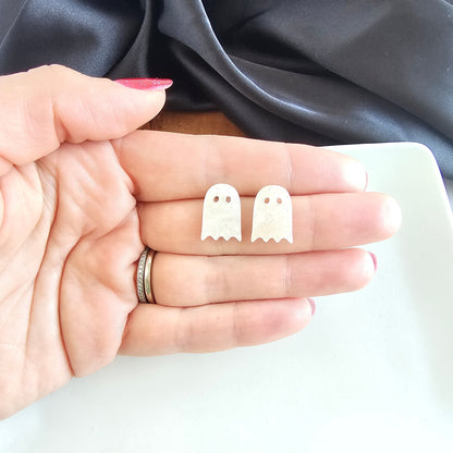 Mini Ghost Studs - White Shimmer