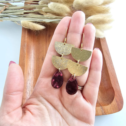 Aria Earrings - Maroon