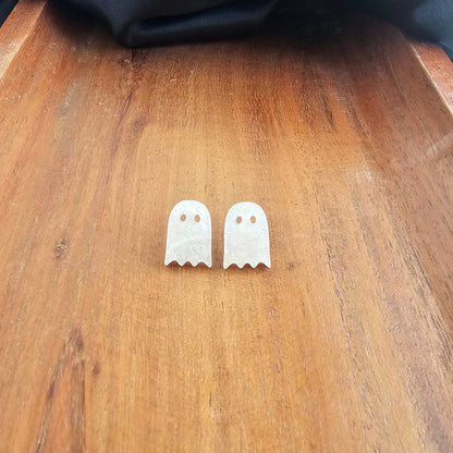 Mini Ghost Studs - White Shimmer