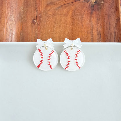 Bow Baseball Earrings