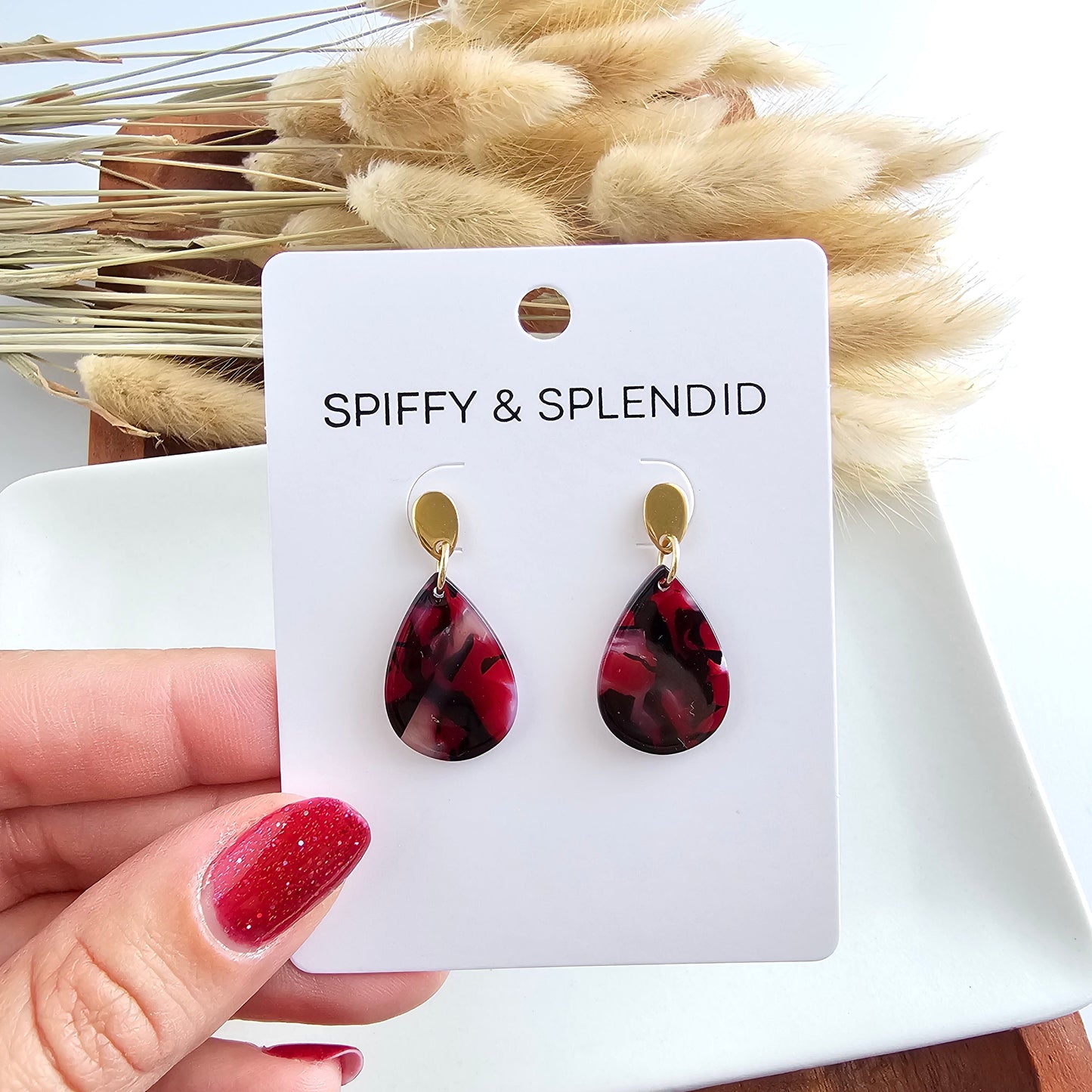 Leah Earrings - Burgundy