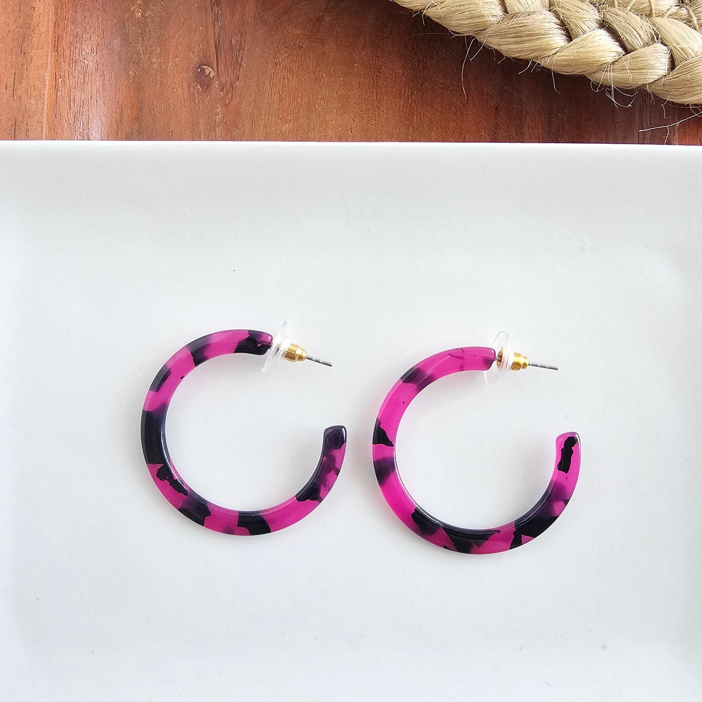 Camy Hoops - Fuchsia Tortoise
