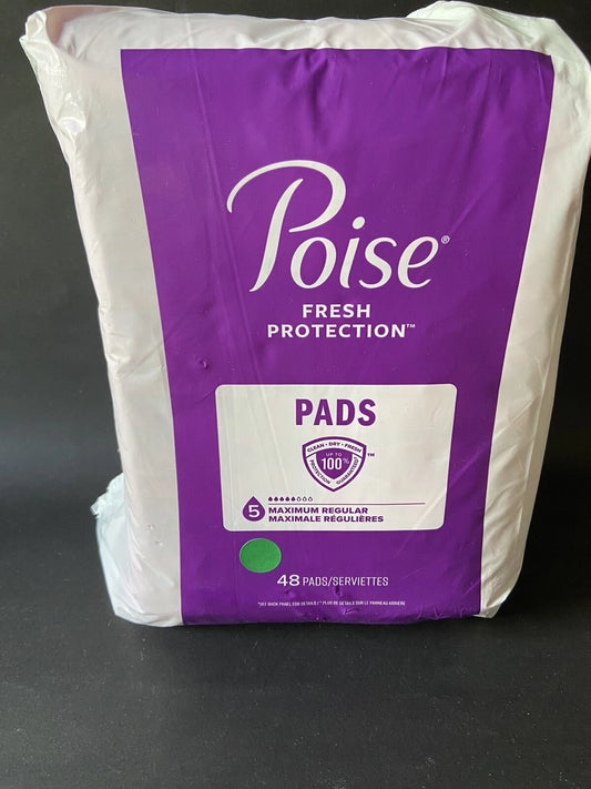 Poise Maximum Regular 48 Pads/Serviettes