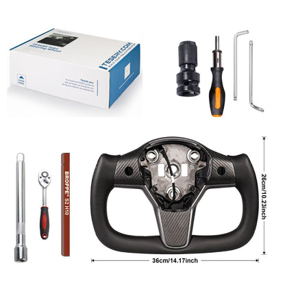 TESERY Yoke Carbon Fiber Steering Wheel for Tesla Model 3 / Y【Style 34】