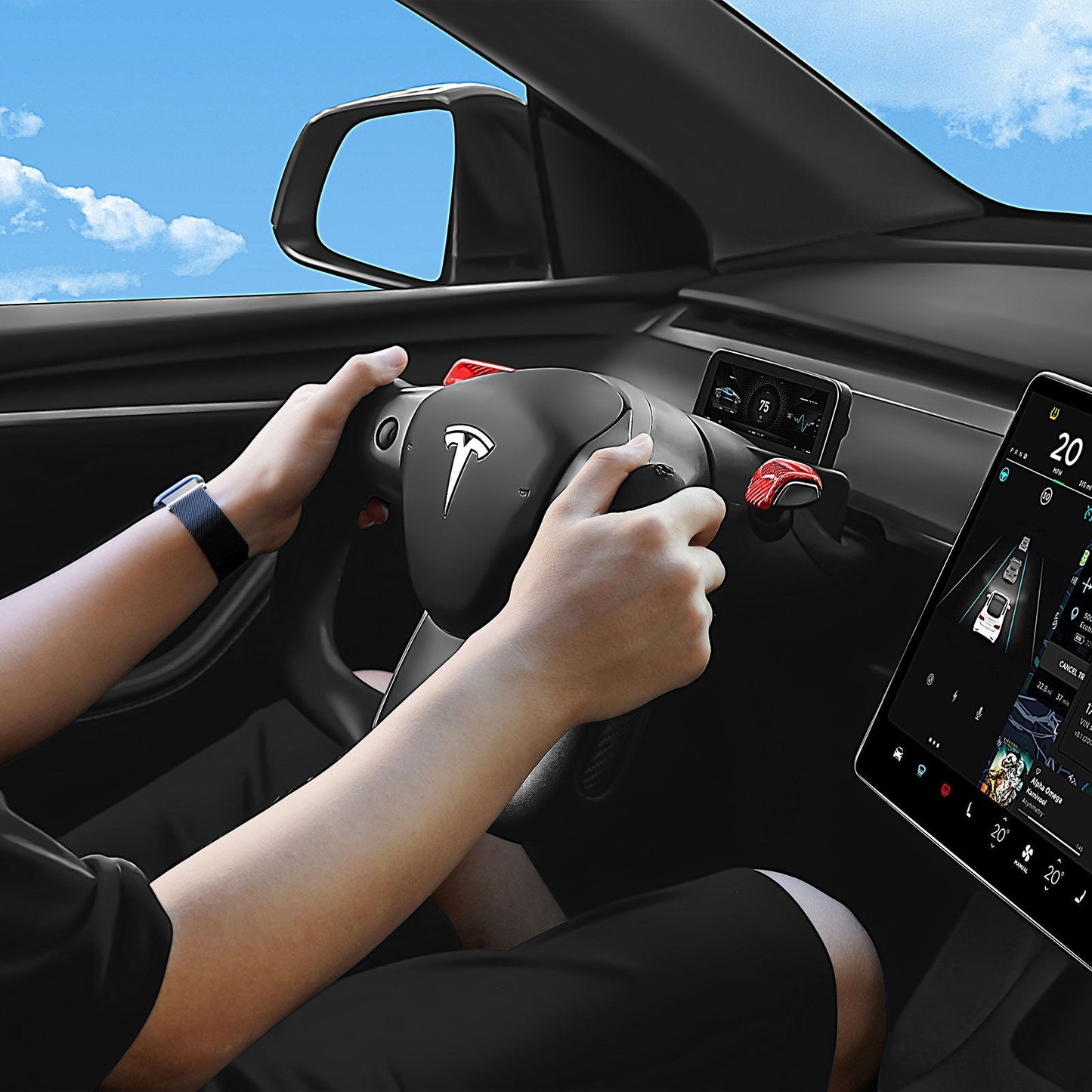 TESERY Yoke Carbon Fiber Steering Wheel for Tesla Model 3 / Y【Style 34】