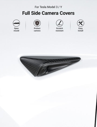 Side Camera Turn Signal Cover for Model 3/S/Y/X - Carbon Fiber Exterior Mods