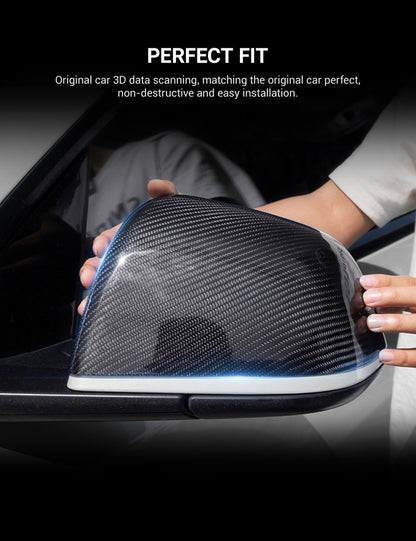 Side Mirror Cover OEM Style for Tesla Model X / S - Dry Carbon Fiber Exterior Mods