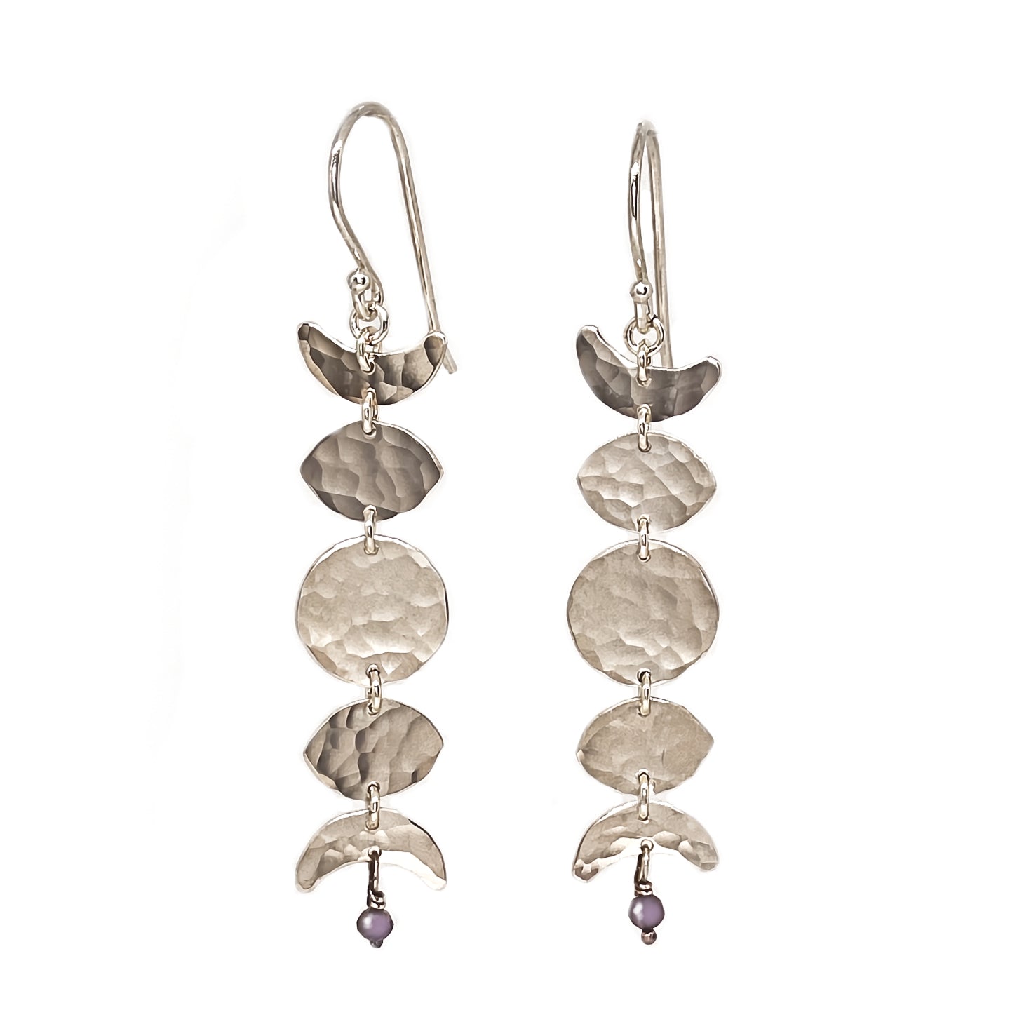 Moon Phase Earrings in Sterling Silver