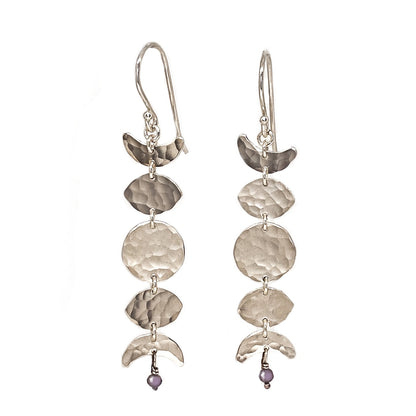 Moon Phase Earrings in Sterling Silver
