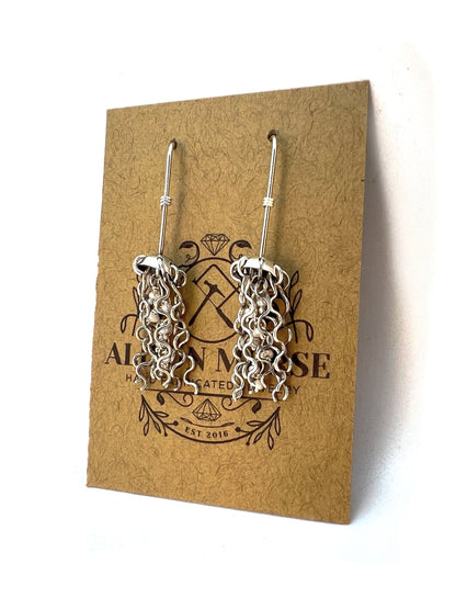 Mini Jellyfish Earrings in Sterling Silver with White Pearls