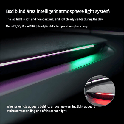 BSD Blind Spot Monitor RGB Ambient Lighting for Model 3/Y | OEM Screen Control