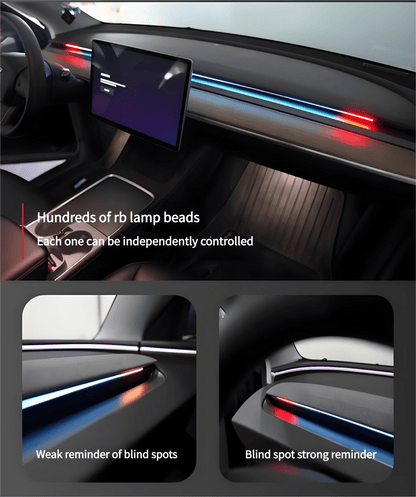 BSD Blind Spot Monitor RGB Ambient Lighting for Model 3/Y | OEM Screen Control