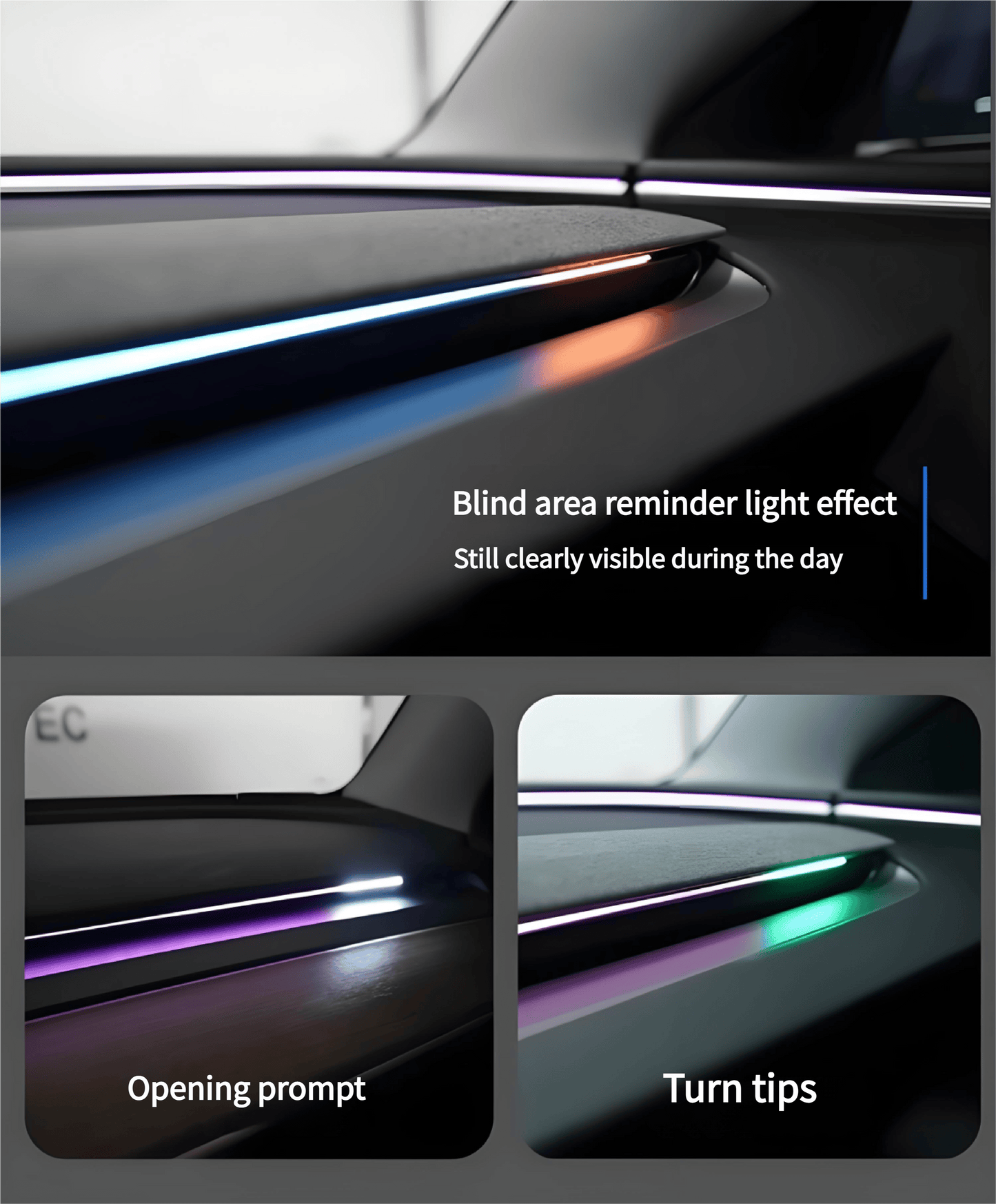 BSD Blind Spot Monitor RGB Ambient Lighting for Model 3/Y | OEM Screen Control
