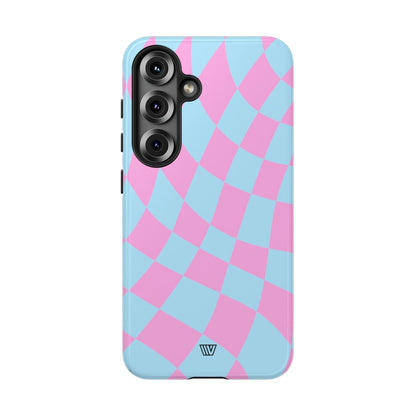 BLUE PINK CURVY CHECKERBOARD | Tough Phone Case