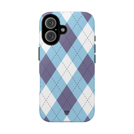 BLUE WHITE PURPLE ARGYLE | Tough Phone Case