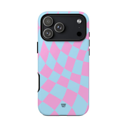 BLUE PINK CURVY CHECKERBOARD | Tough Phone Case
