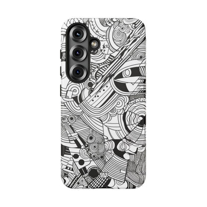 B&W ABSTRACT DOODLE | Tough Phone Case