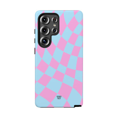BLUE PINK CURVY CHECKERBOARD | Tough Phone Case