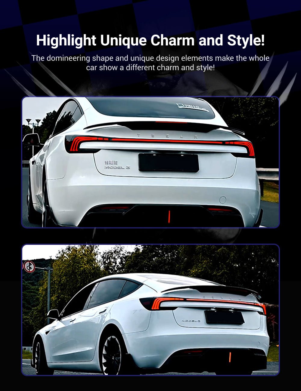 TESERY Starlink Full-Width Strip Taillight for Model 3 Highland