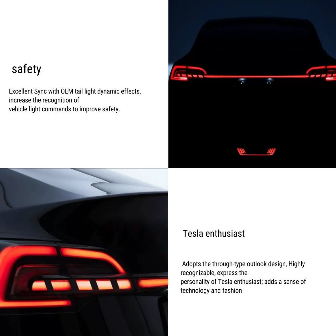 TESERY Starlink Full-Width Strip Taillight for Model 3/Y