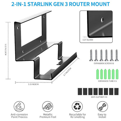 Starlink Gen 3 Router Mount | All-in-One Metal Wall Mount Kit