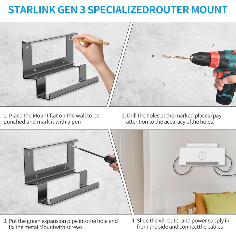 Starlink Gen 3 Router Mount | All-in-One Metal Wall Mount Kit