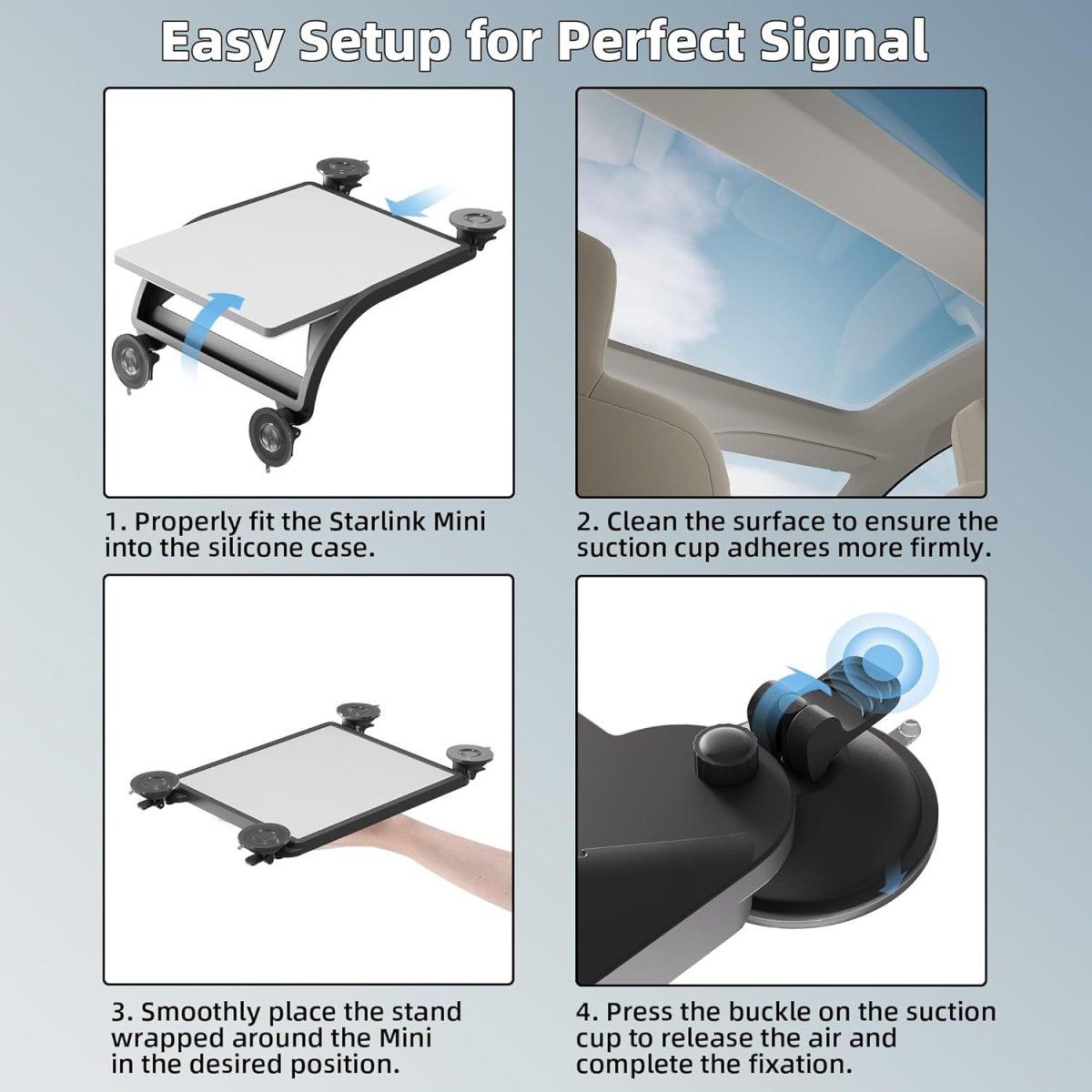 Starlink Suction Cup Mount | Silicone Protective Mount for Car Roof & RV