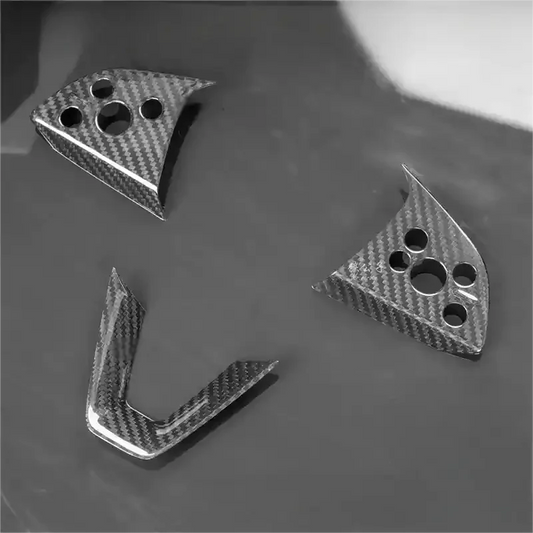 Steering Wheel Bezel Overlay Real Dry Carbon Fiber for New Model 3 & Model Y (3 Pieces)