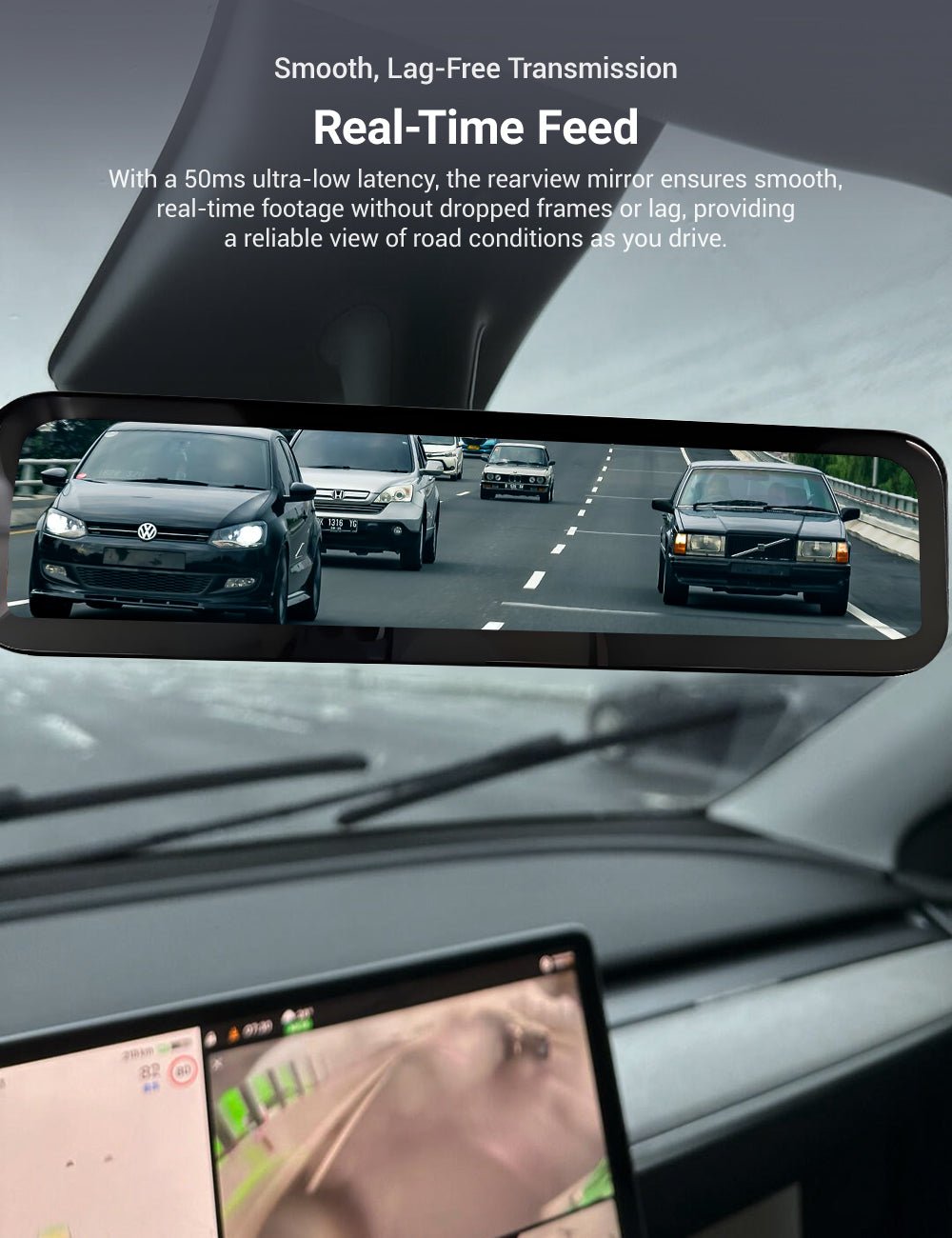 Streaming Rearview Mirror Recorder for Tesla Model 3 Highland / Model Y Juniper（HW4.0）