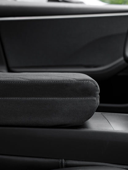 Suede Armrest Cover with Raised Pad & Tissue Box for Model Y Juniper & Model 3 Highland