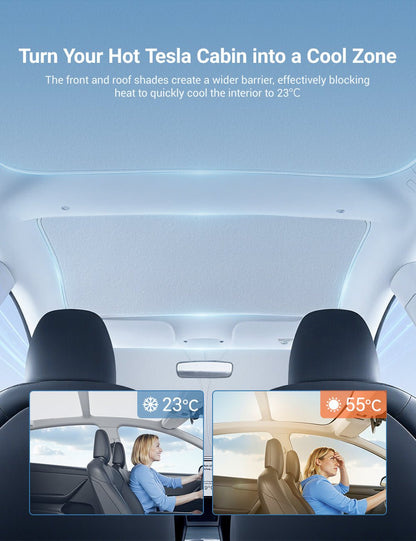 Summer Comfort Pack: Roof & Windshield Shades for Model 3 Highland