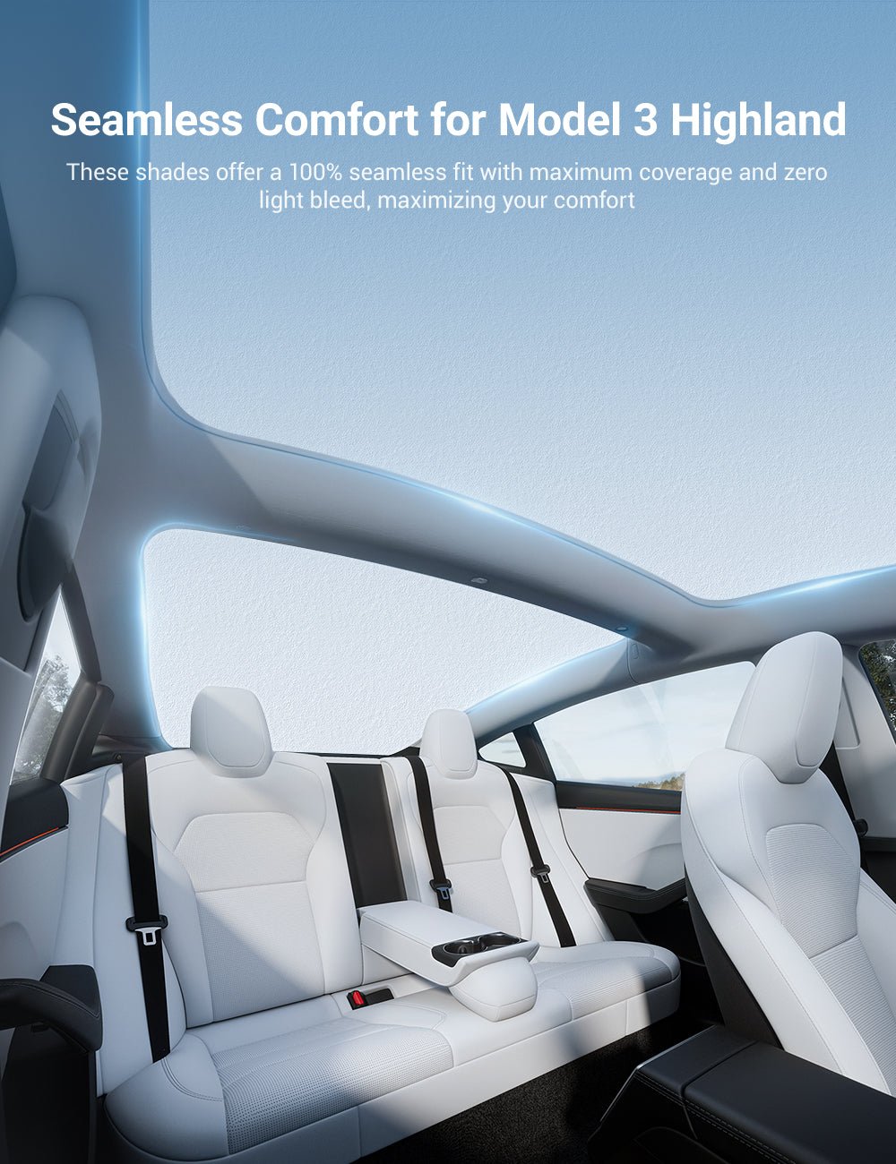 Summer Comfort Pack: Roof & Windshield Shades for Model 3 Highland